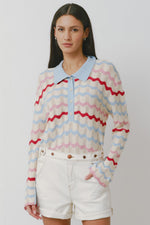 Seventy + Mochi Edie Henley Top - Baby Blue Stripe