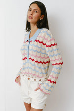 Seventy + Mochi Edie Henley Top - Baby Blue Stripe