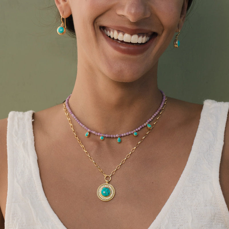Anna Beck Vista Beaded Necklace - Lilac/Turquoise/Gold
