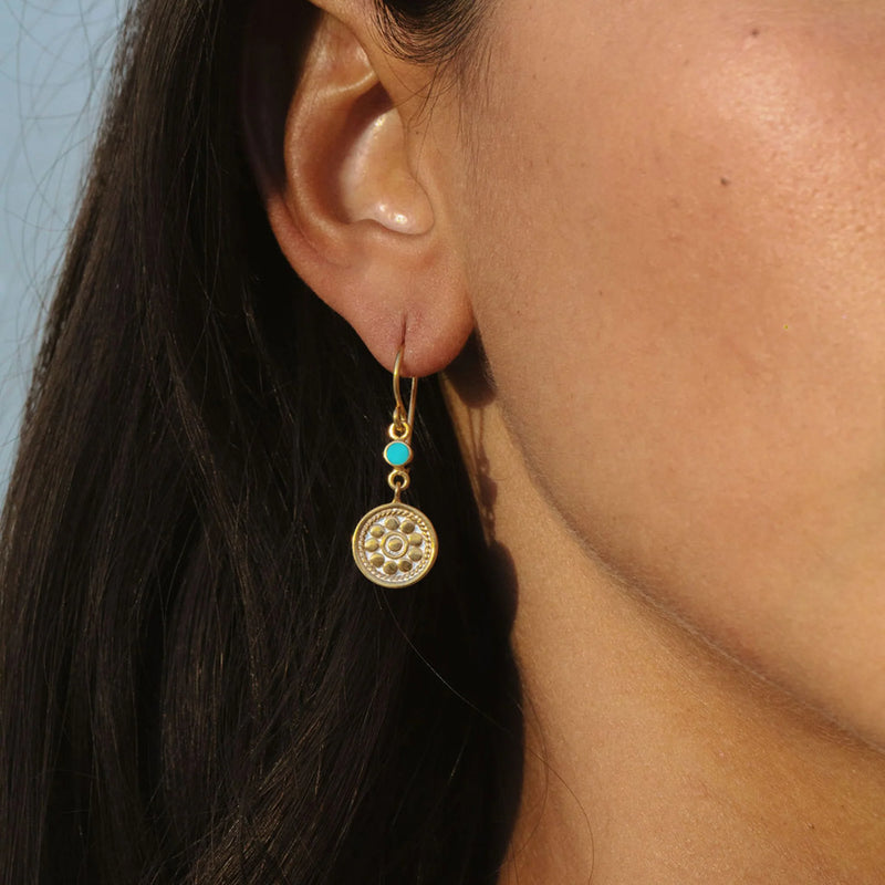 Anna Beck Artista Double Drop Earrings - Turquoise/Gold