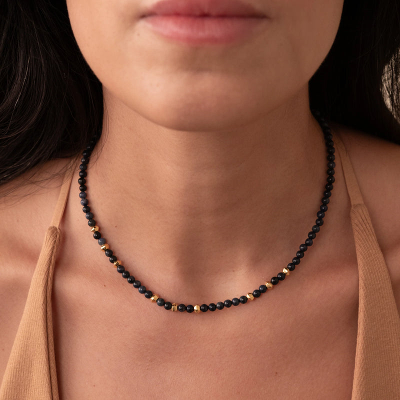 Anna Beck Dumortierite Beaded Necklace - Gold