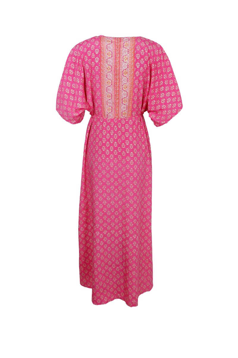 Black Colour Luna Long V-Neck Dress - Pink Empire