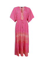 Black Colour Luna Long V-Neck Dress - Pink Empire