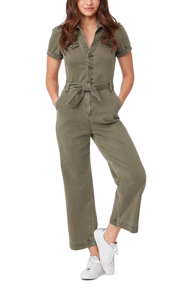 Paige Anessa Puff SS Jumpsuit - Vintage Ivy Green