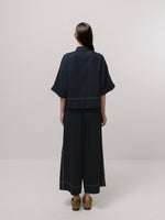 Emin + Paul Contrast Stitch Blouse - Navy