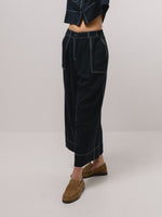 Emin + Paul Contrast Stitch Blouse - Navy