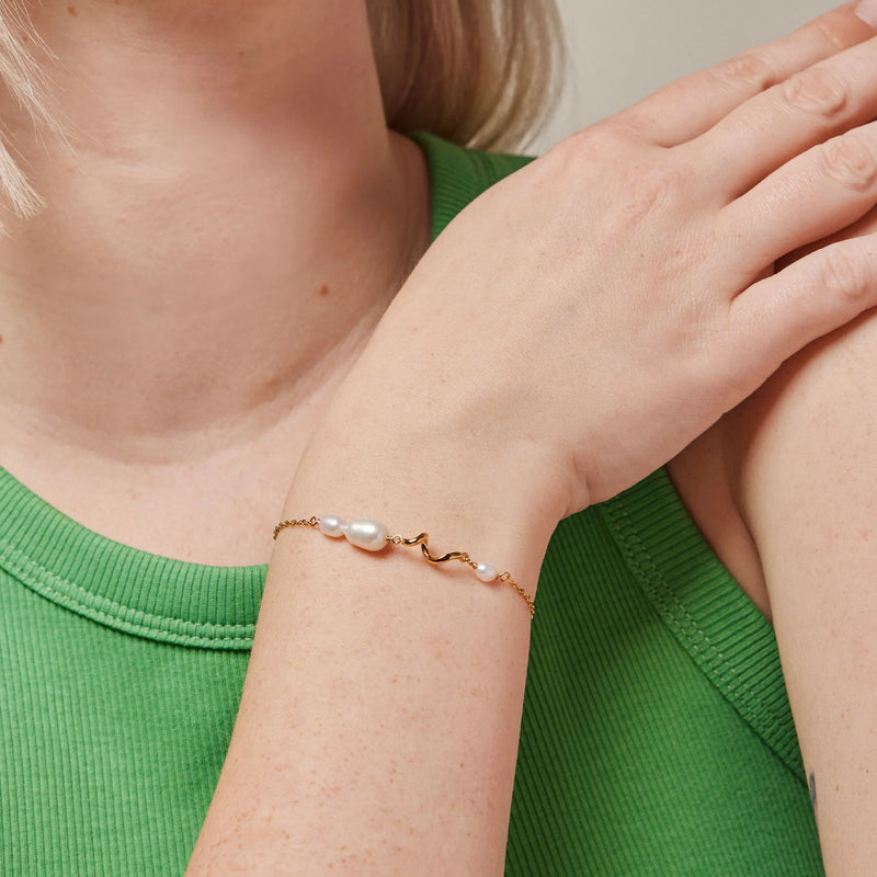Enamel Copenhagen Pearlie Twist Bracelet - Gold/Pearl
