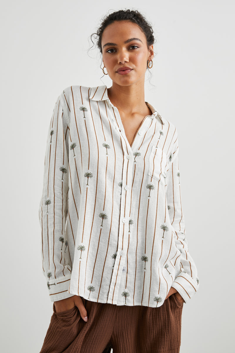 Rails Charli Stripe Palm Shirt - White