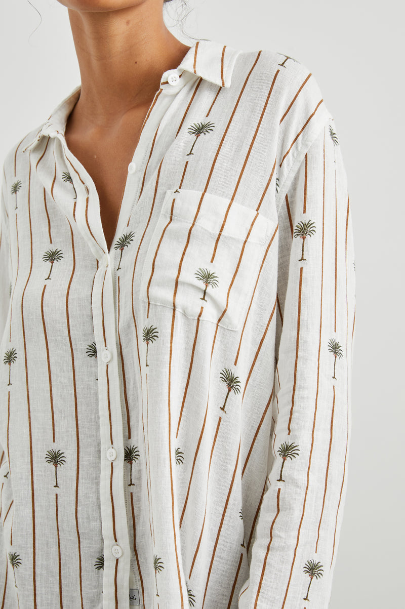 Rails Charli Stripe Palm Shirt - White