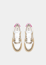 D.A.T.E. Court Laminated Trainer - White/Platinum