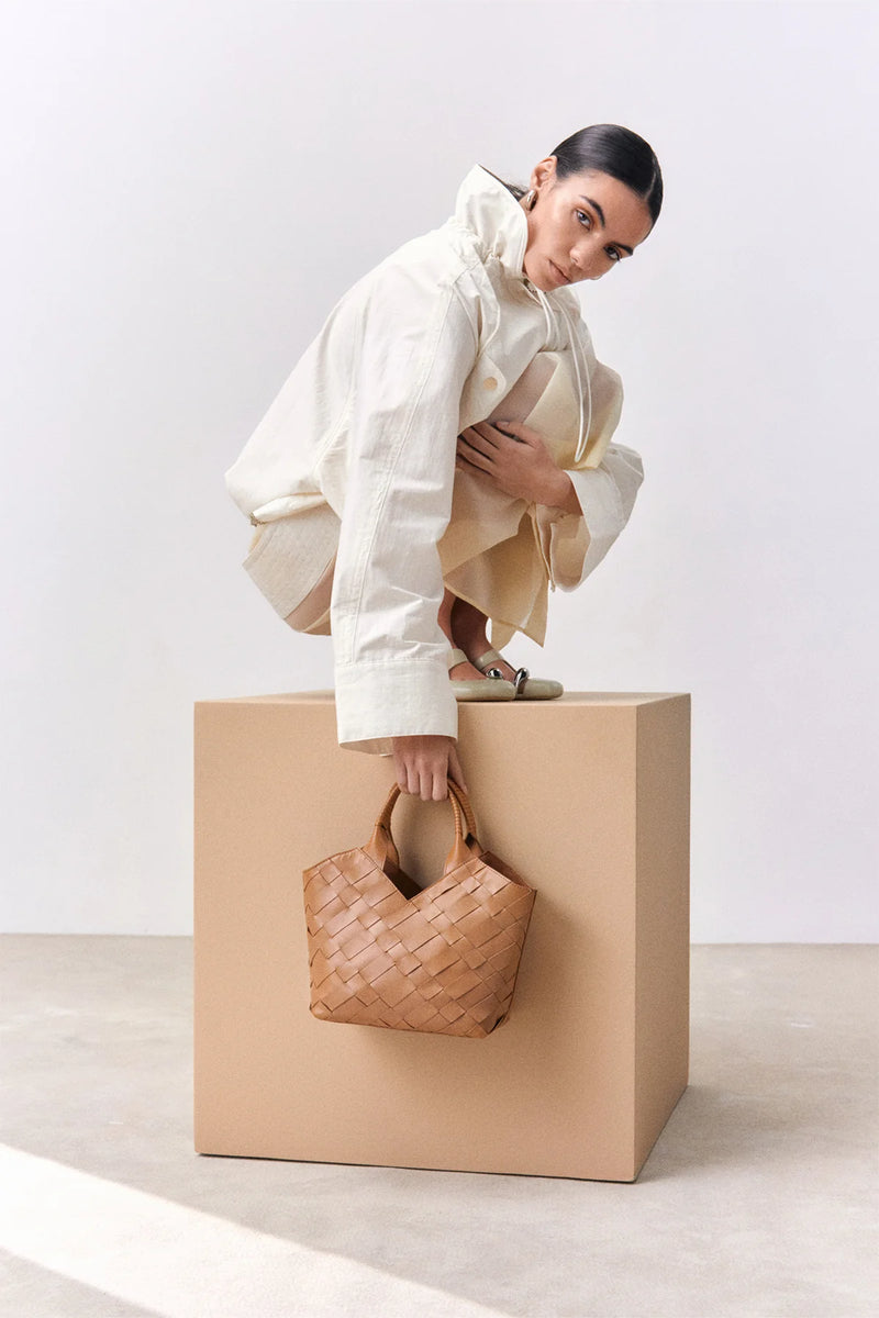 Aleo Cabas Mini Leather Handbag - Toffee