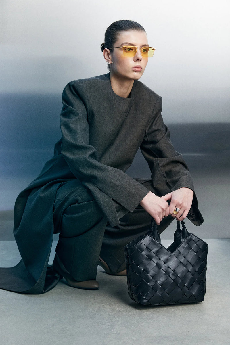 Aleo Cabas Mini Leather Handbag - Black