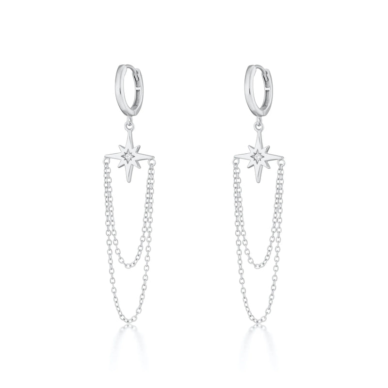 Scream Pretty Chain Drop Hoop Earrings - Sterling Silver