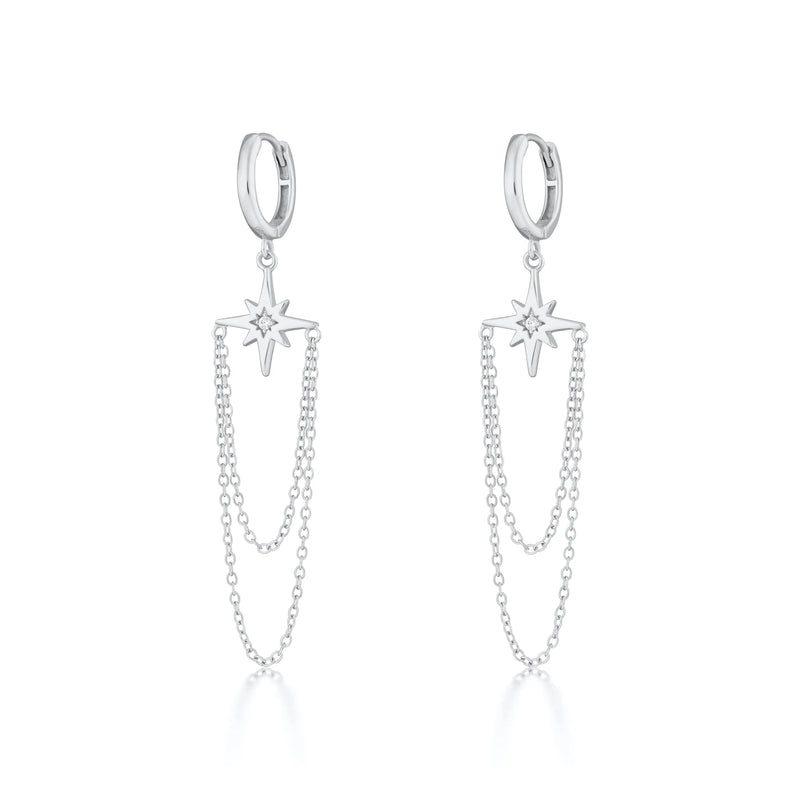 Scream Pretty Chain Drop Hoop Earrings - Sterling Silver