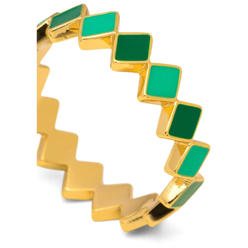 LULU Copenhagen Confetti Ring - Gold Plated/Green