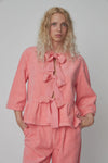 Stella Nova Corduroy Bow Blouse - Amazing Pink