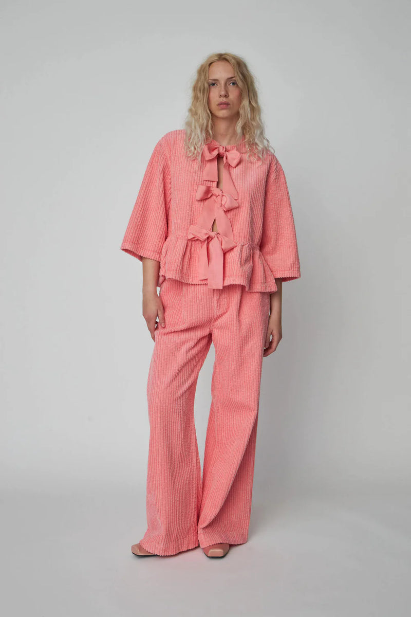 Stella Nova Corduroy Bow Blouse - Amazing Pink