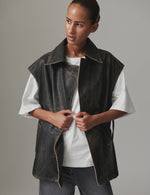 Day Birger Et Mikkelson Cristin Distressed Leather Waistcoat - Black Distressed