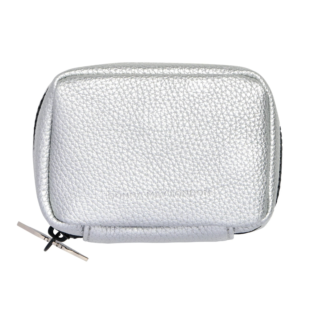 Donna May London Portable Pill Organiser - Silver Faux Leather
