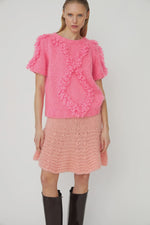 Dawn X Dare Estelle Diamond Handknit Top - Fluo Pink