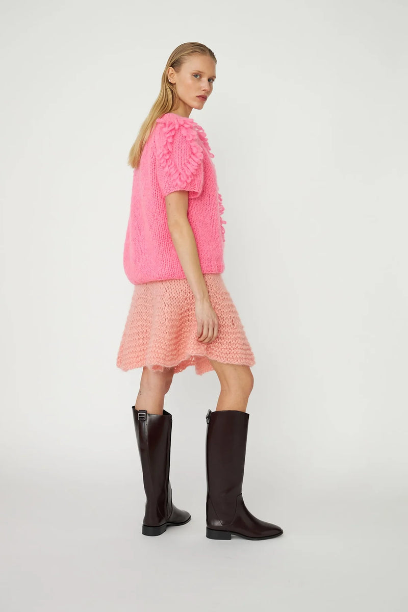 Dawn X Dare Estelle Diamond Handknit Top - Fluo Pink