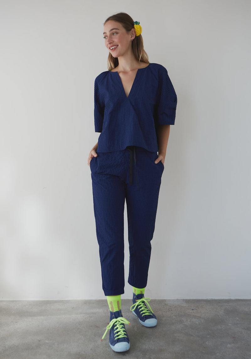 Dr Bloom Royce Vichy Pants - Blue