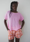 Dr Bloom Flake Linen Top - Pink