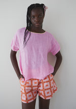 Dr Bloom Flake Linen Top - Pink