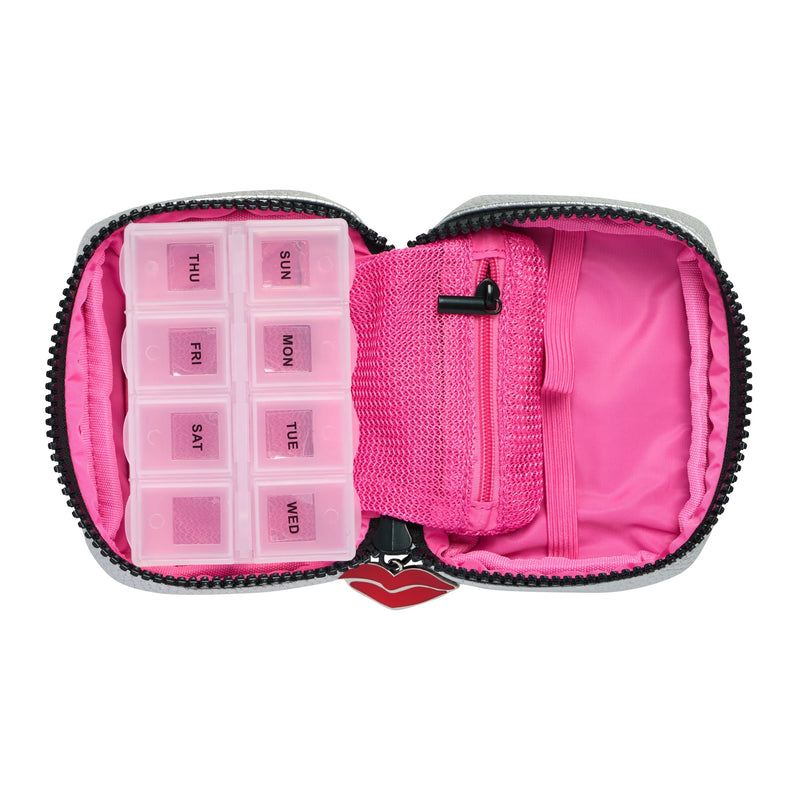 Donna May London Portable Pill Organiser - Silver Faux Leather