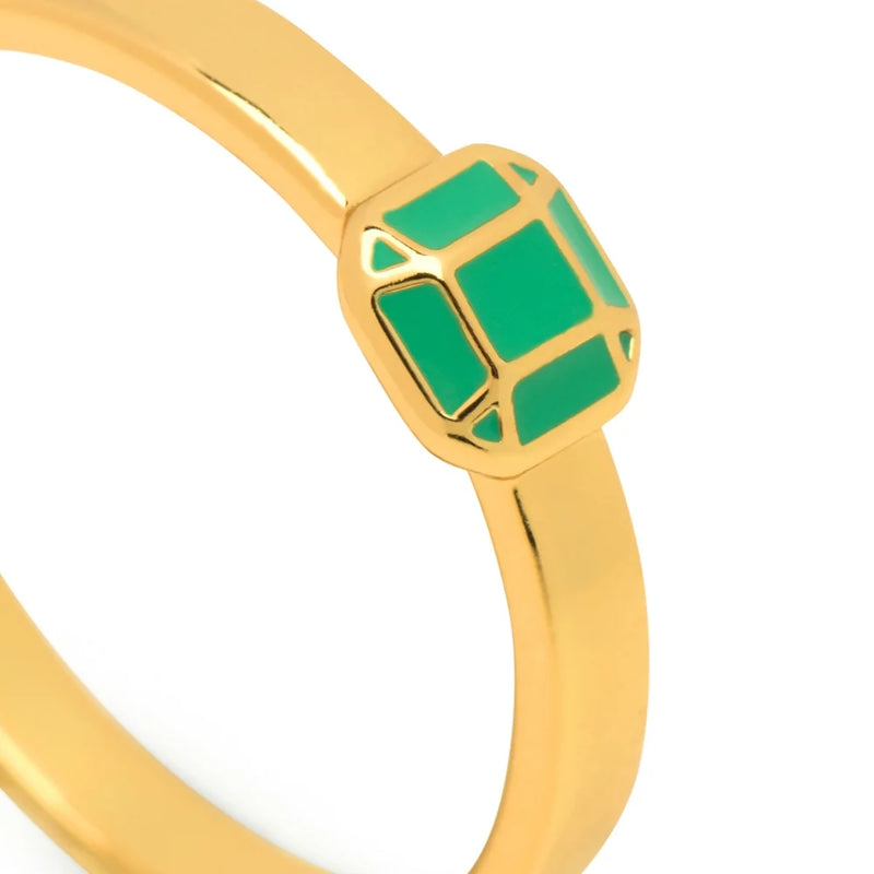 LULU Copenhagen Diamond Small Ring - Gold /Light Green