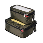 Donna May London Set of 4 Compression Packing Cubes – Khaki With Pink Leopard Interior