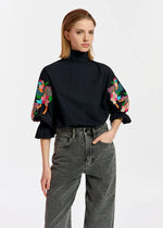 Essentiel Antwerp Eleanor Embroidered Top - Black