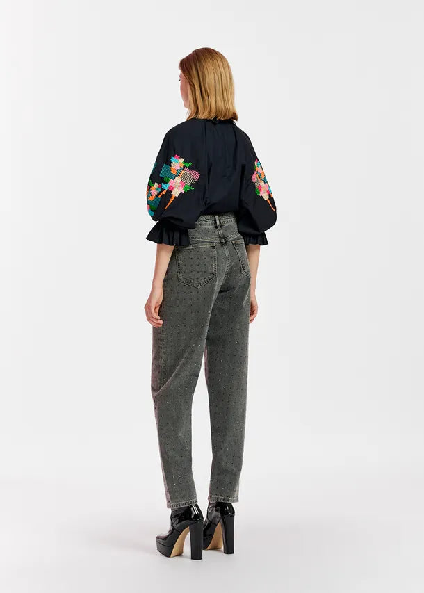 Essentiel Antwerp Eleanor Embroidered Top - Black