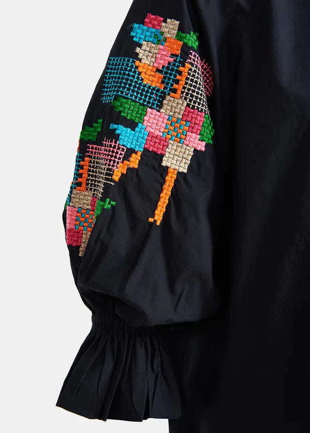 Essentiel Antwerp Eleanor Embroidered Top - Black