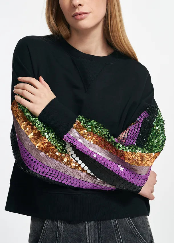Essentiel Antwerp Equins Sweater With Sequins - Black Multicolour