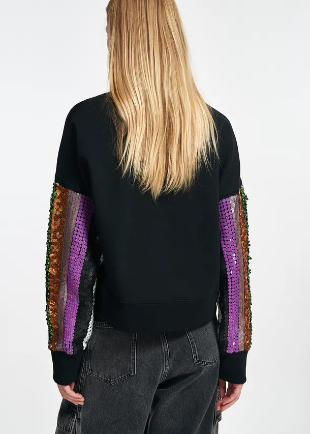 Essentiel Antwerp Equins Sweater With Sequins - Black Multicolour