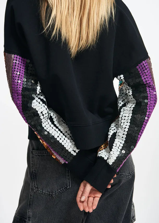 Essentiel Antwerp Equins Sweater With Sequins - Black Multicolour