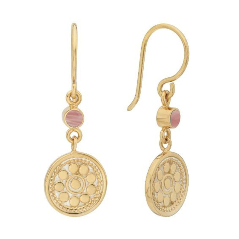 Anna Beck Artista Double Drop Earrings - Pink Opal/Gold