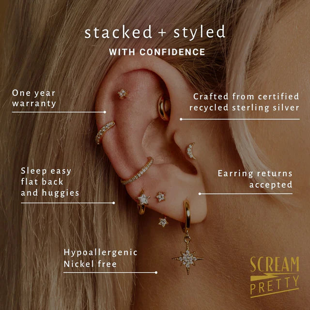 Scream Pretty Starburst Small Single Ear Cuff - Gold