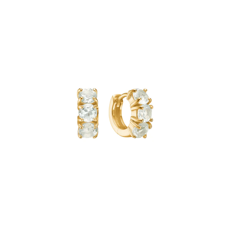 Carré Gold Plated Hoop Earring 1cm With Prasiolite (Single)