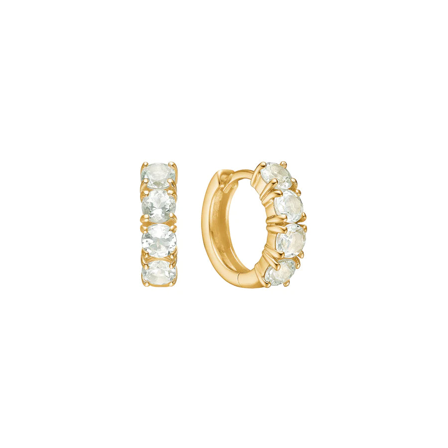 Carré Gold Plated Hoop Earring 1.5cm With Prasiolite