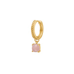 Carré Gold Plated Charm With Pink Opal
