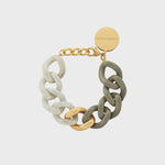 Vanessa Baroni Flat Chain Bracelet Bi-Color With Gold - Light Olive-Snow Green Marble