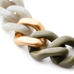 Vanessa Baroni Flat Chain Bracelet Bi-Color With Gold - Light Olive-Snow Green Marble