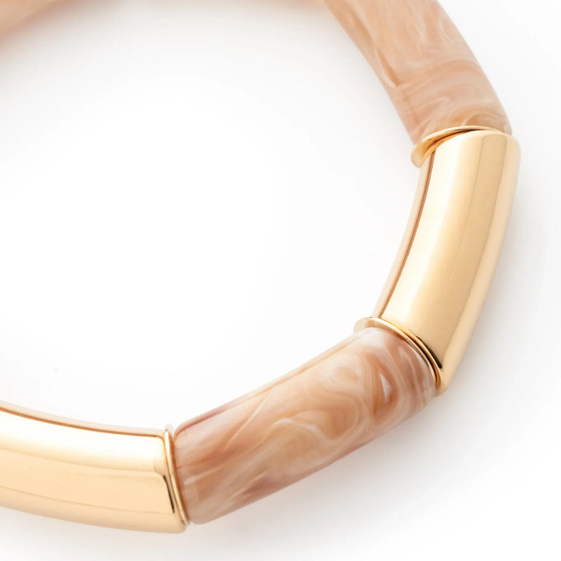 Vanessa Baroni Flex Bracelet Gold - Creme Brulee Marble
