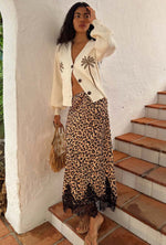 Never Fully Dressed Leopard Lace Maeva Midi Skirt - Leopard