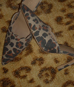 Never Fully Dressed Denim Scallop City Mules - Leopard