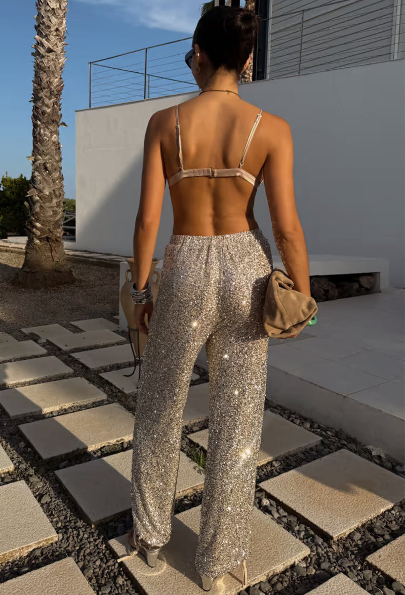 Never Fully Dressed Sequin Trousers - Silver