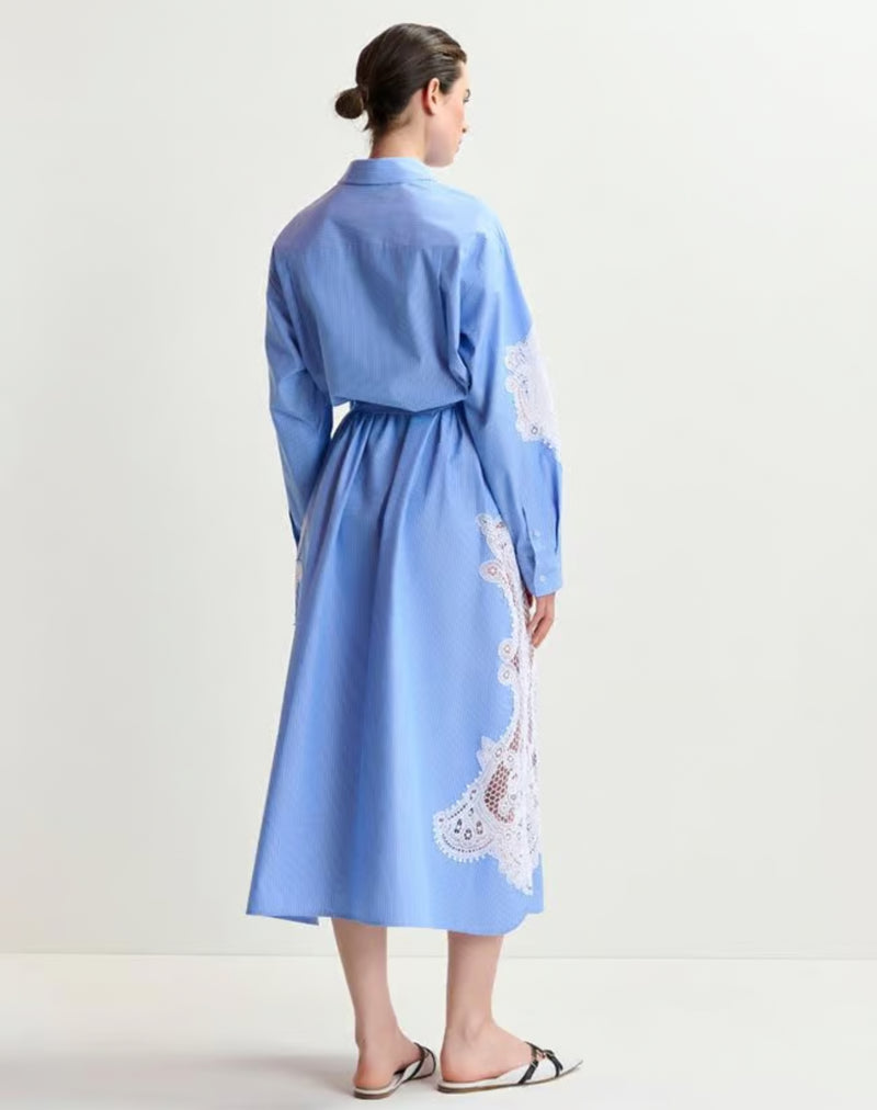 Essentiel Antwerp Haze Lace Panelled Dress - Aqua Blue
