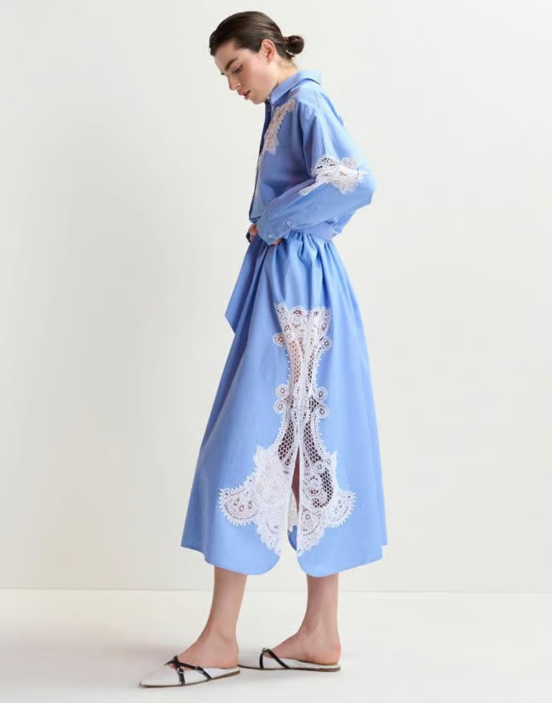 Essentiel Antwerp Haze Lace Panelled Dress - Aqua Blue